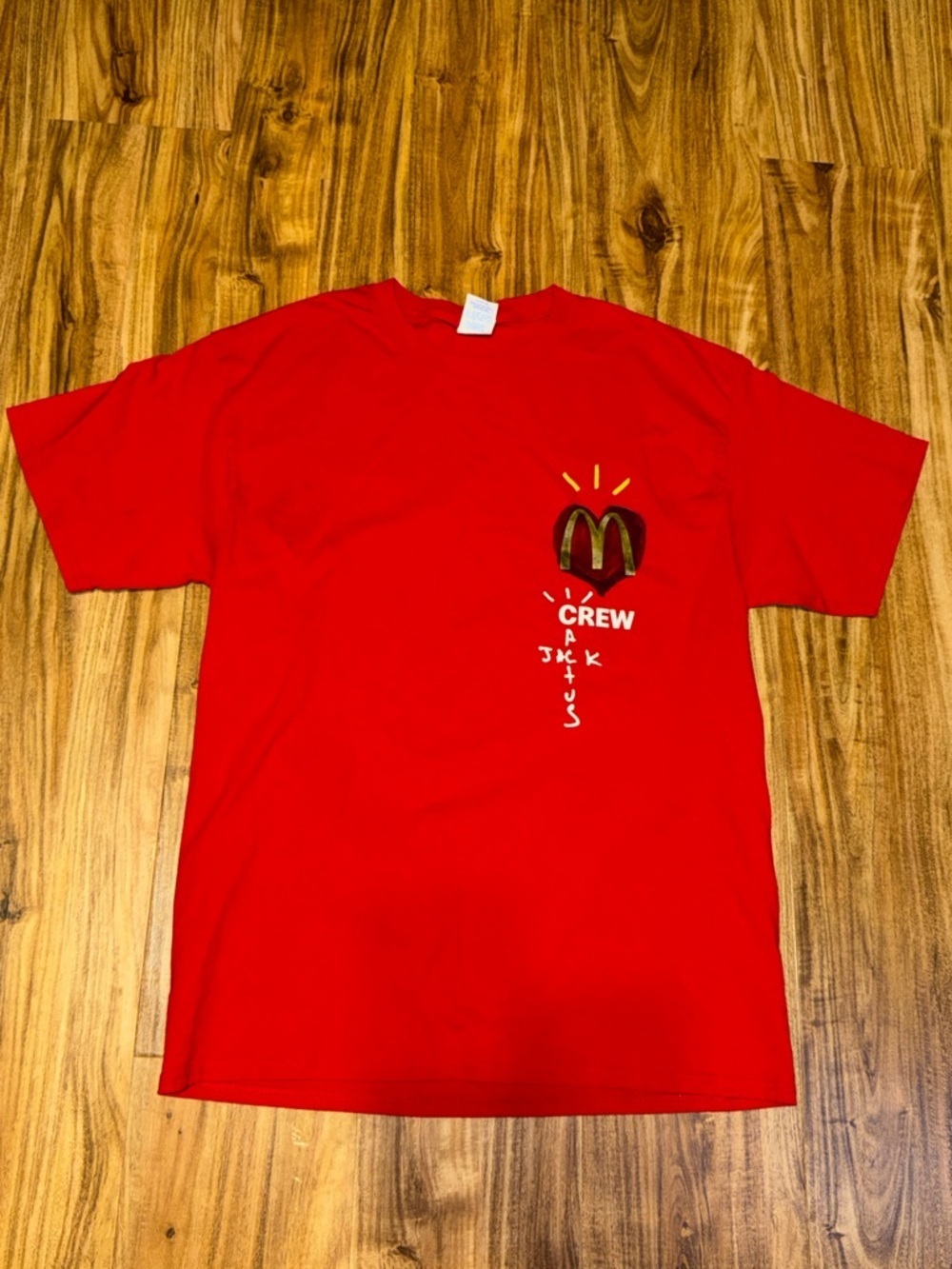 McDonald's Red Short Sleeve Crew Graphic Tee with Gold Logo men women unisex